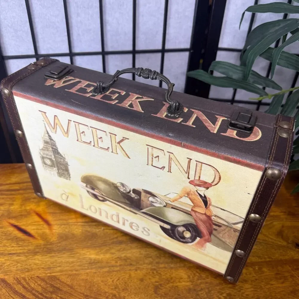Vintage Storage Box Weekend Retro London Trunk Case